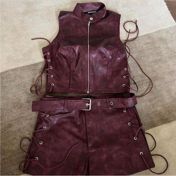 Faux leather two-piece festival set - Picture 4 of 7